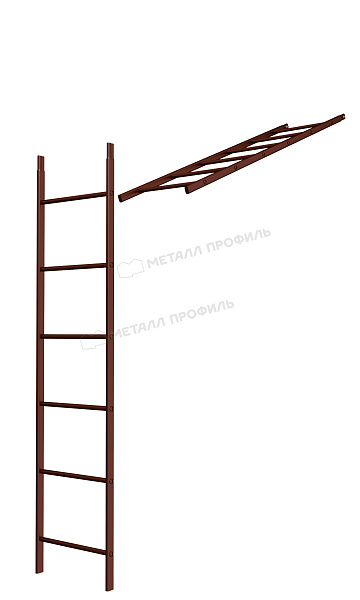 Лестница кровельная стеновая дл. 1860 мм без кронштейнов (8017) ― заказать в Компании Металл Профиль по приемлемым ценам.