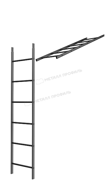 Лестница кровельная стеновая дл. 1860 мм без кронштейнов (9005) ― заказать в Компании Металл Профиль по умеренной цене.